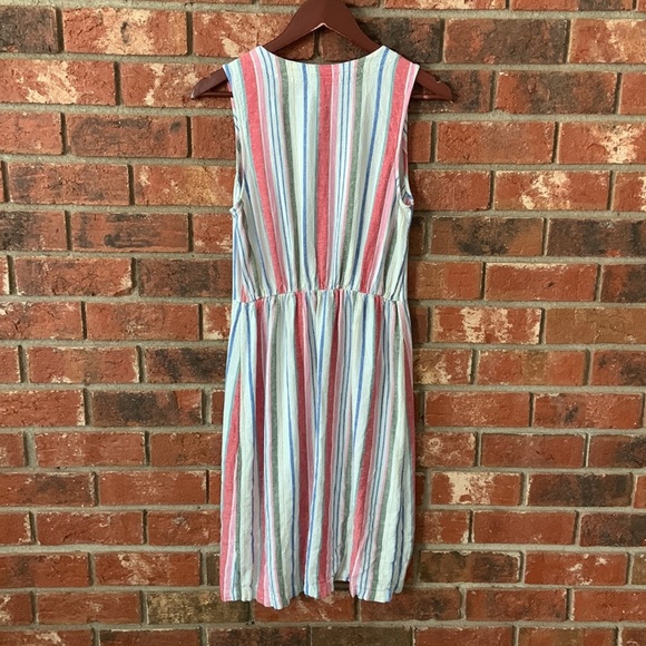 Old Navy Red Stripe Sleeveless Button Up Dress - Picture 6 of 8